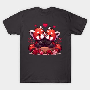 Valentines day kawaii red pandas in love I T-Shirt
